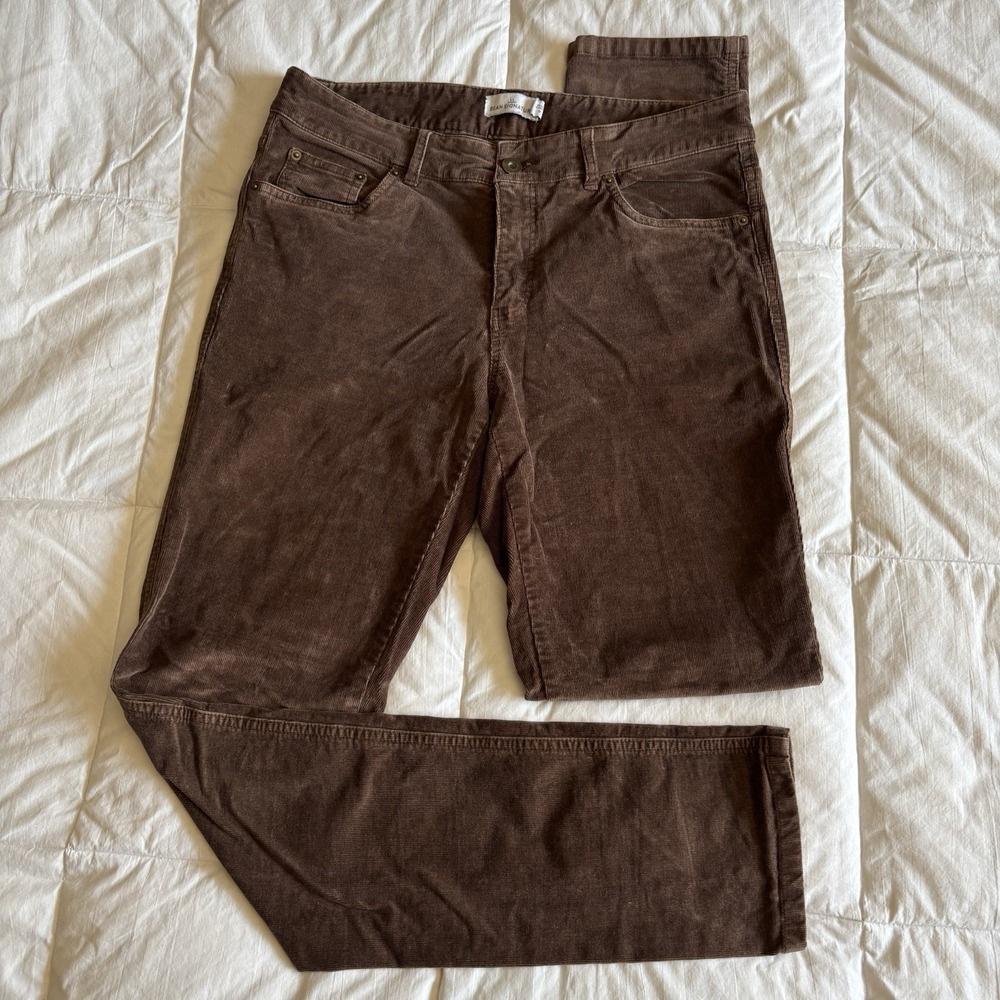 LL Bean Signature Corduroy Pants Midrise Straight Womens 4 Dark Brown EUC Modern